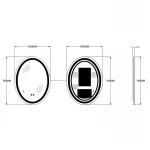 Зеркало Zerix Fusion MV01-60x80-REVERSE с LED Touch, Anti-fog, димером, регулятором яркости (ZX6068)