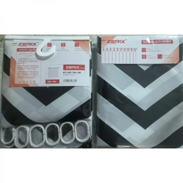 Шторка для ванной Zerix SCT-007-180x180 из полиэстера (Узор 