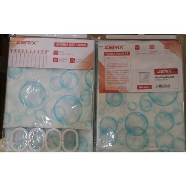 Шторка для ванной Zerix SCP-003-180x180 из PEVA (полиэтиленвинилацетата) (Узор 