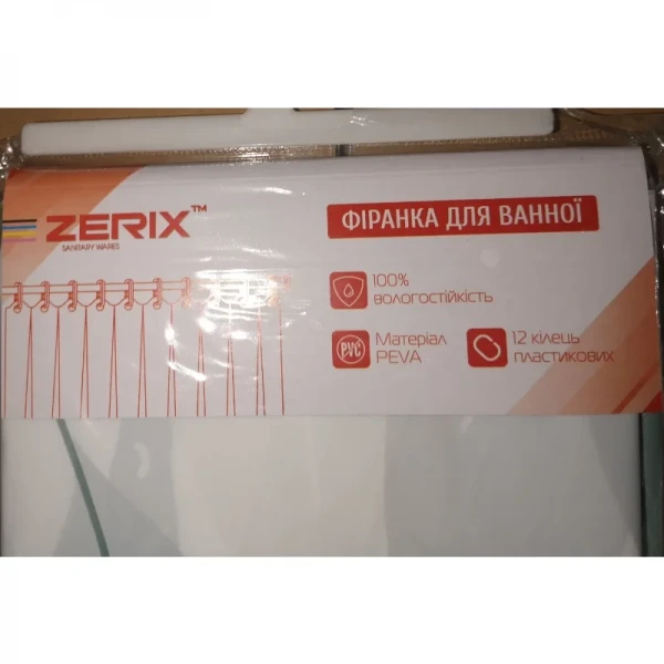 Шторка для ванной Zerix SCP-008-180x200 из PEVA (полиэтиленвинилацетата) (Узор 