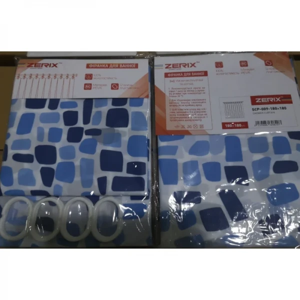 Шторка для ванной Zerix SCP-009-180x180 из PEVA (полиэтиленвинилацетата) (Узор 