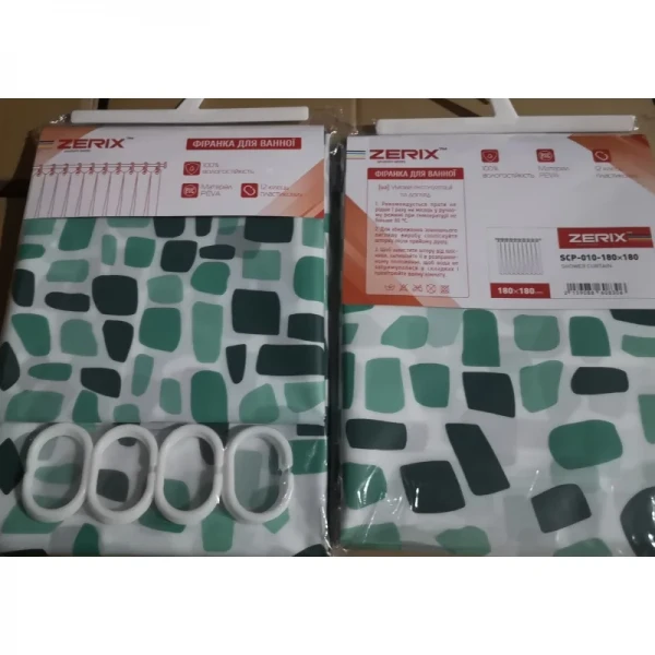 Шторка для ванной Zerix SCP-010-180x180 из PEVA (полиэтиленвинилацетата) (Узор 