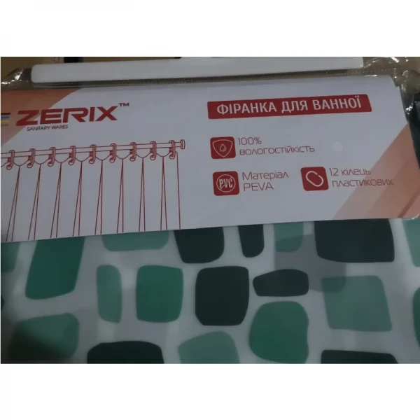 Шторка для ванной Zerix SCP-010-180x180 из PEVA (полиэтиленвинилацетата) (Узор 