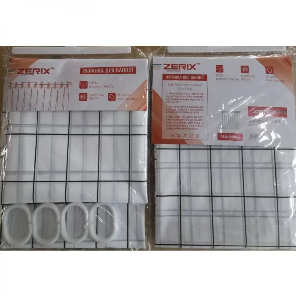 Шторка для ванной Zerix SCP-011-180x180 из PEVA (полиэтиленвинилацетата) (Узор 