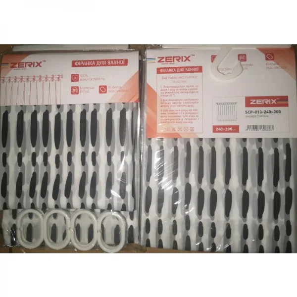 Шторка для ванной Zerix SCP-013-240x200 из PEVA (полиэтиленвинилацетата) (Узор 