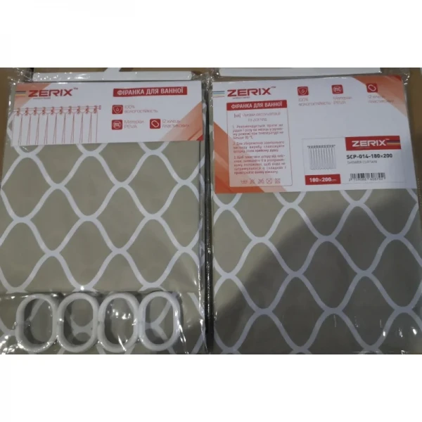 Шторка для ванной Zerix SCP-014-180x200 из PEVA (полиэтиленвинилацетата) (Узор 