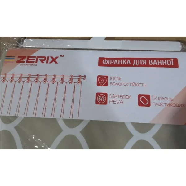Шторка для ванной Zerix SCP-014-180x200 из PEVA (полиэтиленвинилацетата) (Узор 