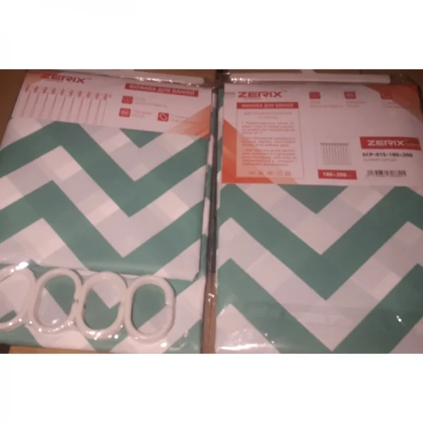 Шторка для ванной Zerix SCP-015-180x200 из PEVA (полиэтиленвинилацетата) (Узор 