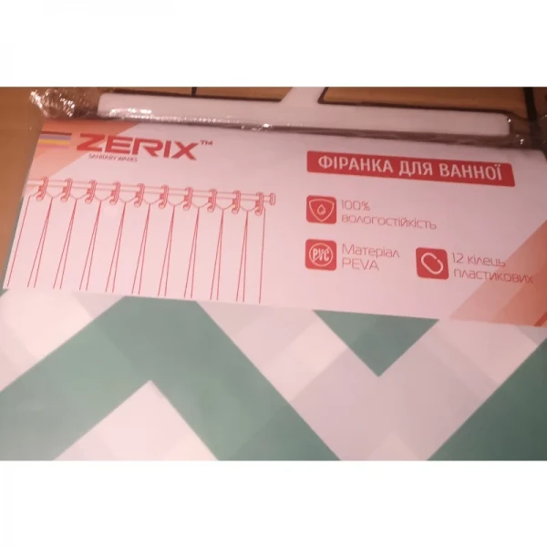 Шторка для ванной Zerix SCP-015-180x200 из PEVA (полиэтиленвинилацетата) (Узор 