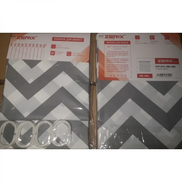 Шторка для ванной Zerix SCP-016-180x200 из PEVA (полиэтиленвинилацетата) (Узор 