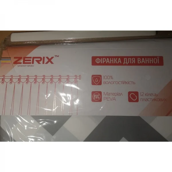 Шторка для ванной Zerix SCP-016-180x200 из PEVA (полиэтиленвинилацетата) (Узор 