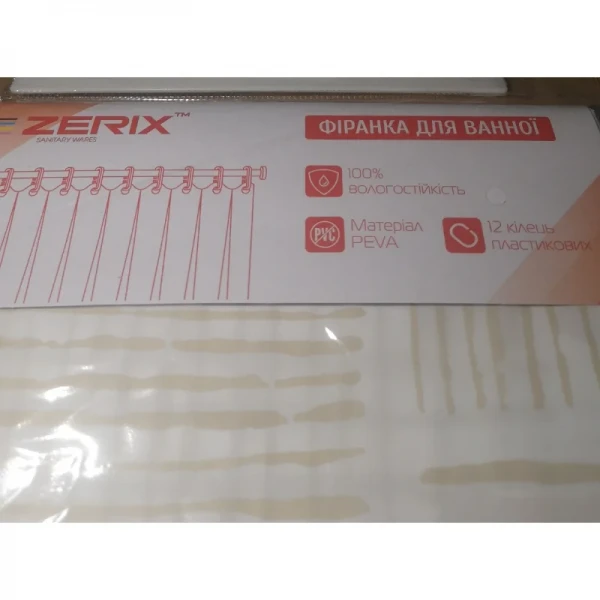 Шторка для ванной Zerix SCP-017-180x200 из PEVA (полиэтиленвинилацетата) (Узор 