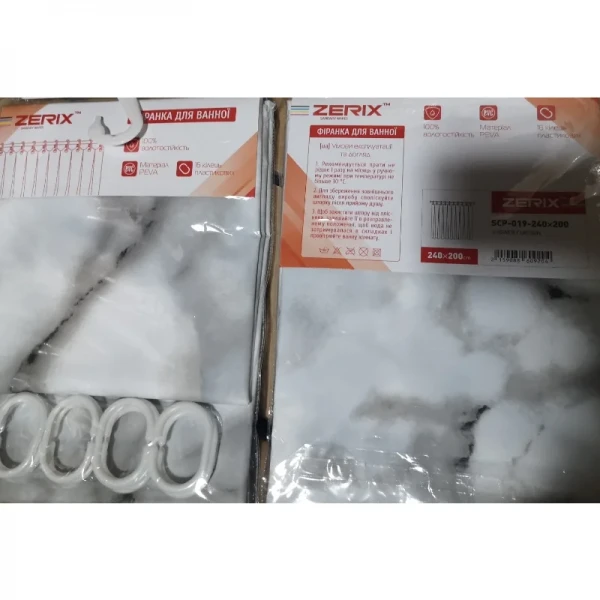 Шторка для ванной Zerix SCP-019-240x200 из PEVA (полиэтиленвинилацетата) (Узор 