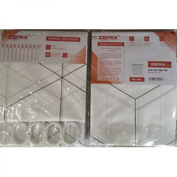 Шторка для ванной Zerix SCP-020-180x180 из PEVA (полиэтиленвинилацетата) (Узор 