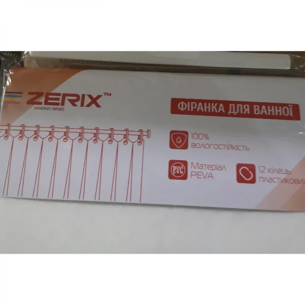 Шторка для ванной Zerix SCP-021-180x180 из PEVA (полиэтиленвинилацетата) (Цвет белый 3-Д) (ZX6094)