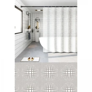 Шторка для ванной Zerix SCP-021-180x180 из PEVA (полиэтиленвинилацетата) (Цвет белый 3-Д) (ZX6094)