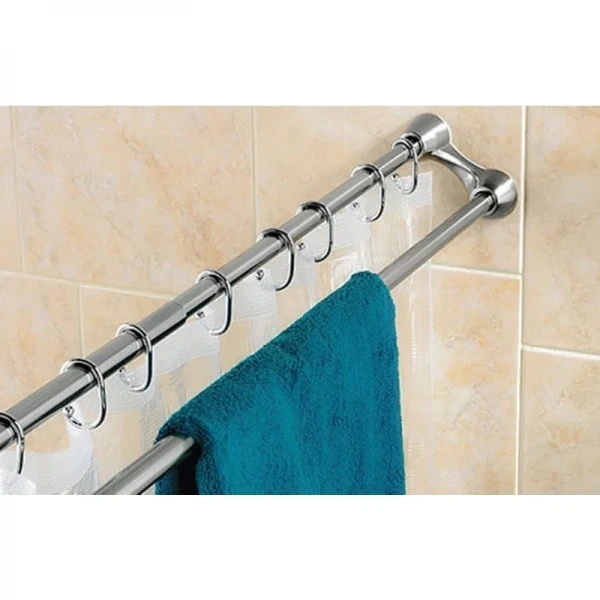 Штанга для шторки телескопическая с полотенцедержателем Zerix CRS-D-75x125 75cm-125cm (нержавеющая сталь) (блистер) (ZX6098)