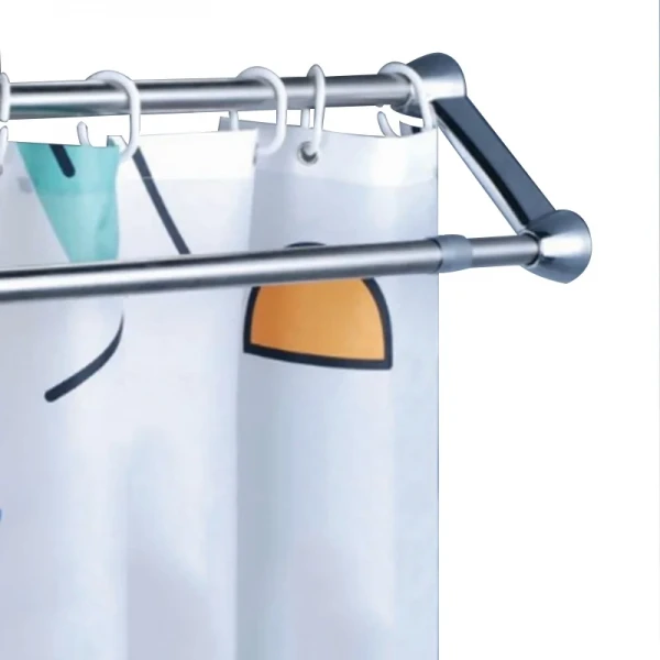 Штанга для шторки телескопическая с полотенцедержателем Zerix CRS-D-125x225 125cm-225cm (нержавеющая сталь) (блистер) (ZX6099)