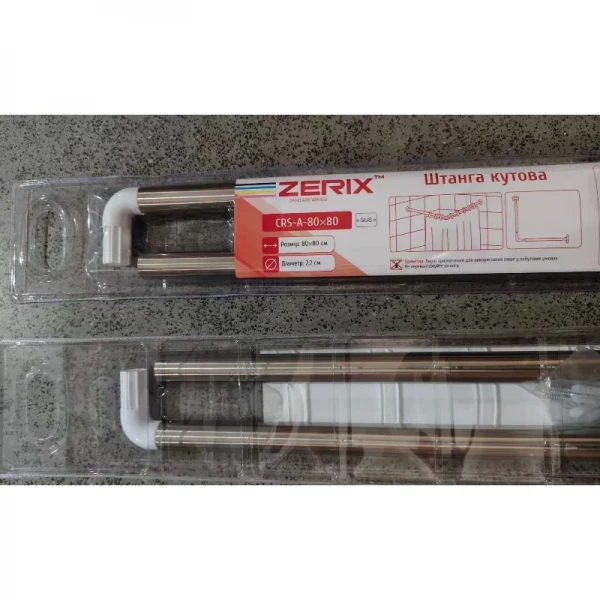 Штанга для шторки угловая Zerix CRS-A-80x80 80x80cm (нержавеющая сталь) (блистер) (ZX6100)