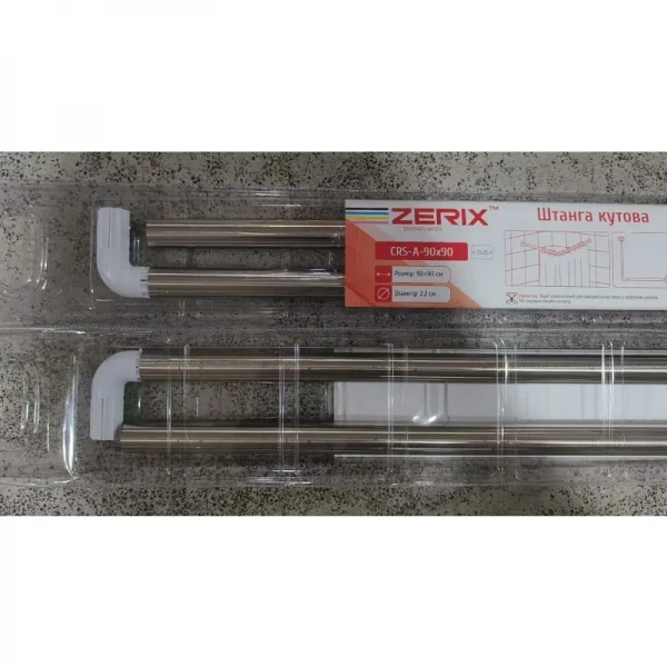Штанга для шторки угловая Zerix CRS-A-90x90 90x90cm (нержавеющая сталь) (блистер) (ZX6101)