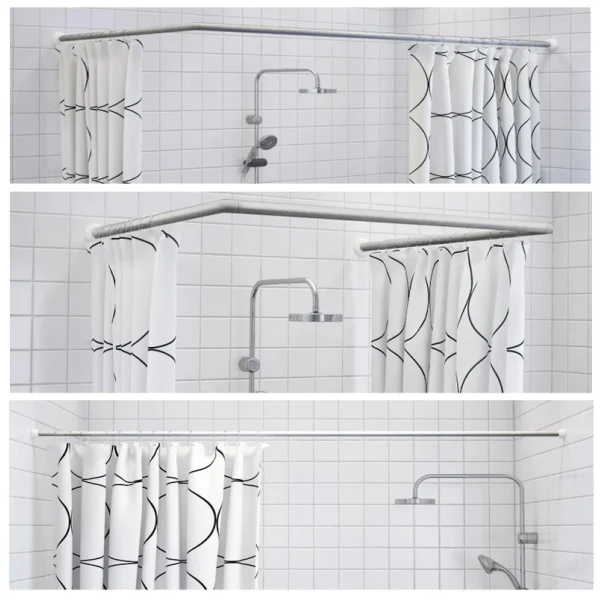 Штанга для шторки П-образная универсальная Zerix CRS-U-80x80x80 80x80x80cm, 80x160cm, 240cm (нержавеющая сталь) (блистер) (ZX6102)