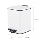 Мусорное ведро с плавным закрытием квадратное Zerix Kubix-TC0106 White 6 л (цвет белый) (ZX6109)