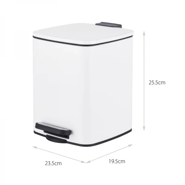 Мусорное ведро с плавным закрытием квадратное Zerix Kubix-TC0106 White 6 л (цвет белый) (ZX6109)