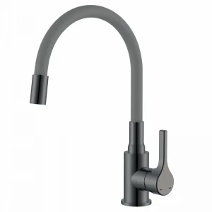 Змішувач для кухні Zerix Rex-011 Graphite Refl.Grey з нержавіючої сталі з сірим силіконовим виливом (ZX6130)