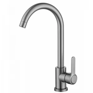 Смеситель для кухни Zerix Eza-011 Graphite из нержавеющей стали с поворотным изливом (ZX6140)