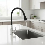 Смеситель для кухни Lidz Aria 015F31 с чёрным гибким изливом (k35) LDARI015F31BNK31872 BNK