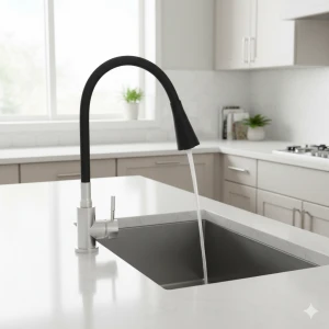Змішувач для кухні Lidz Aria 015F31 з чорним гнучким виливом (k35) LDARI015F31BNK31872 Black / Nickel