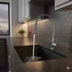 Смеситель для кухни Lidz Aria 015F31 с серым гибким изливом (k35) LDARI015F31GNK31871 GNK