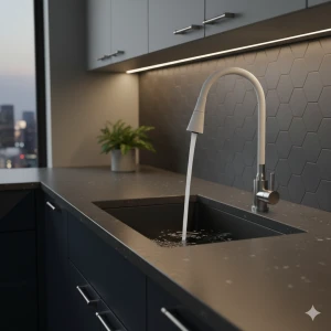 Змішувач для кухні Lidz Aria 015F31 з білим гнучким виливом (k35) LDARI015F31WNK36981 White / Nickel