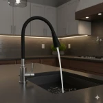 Смеситель для кухни Lidz Aria 015F31 с чёрным гибким изливом (k35) LDARI015F31BNK31872 BNK