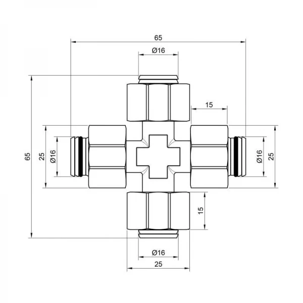 Крестовина обжимная SD Plus 16 SD150W16161616