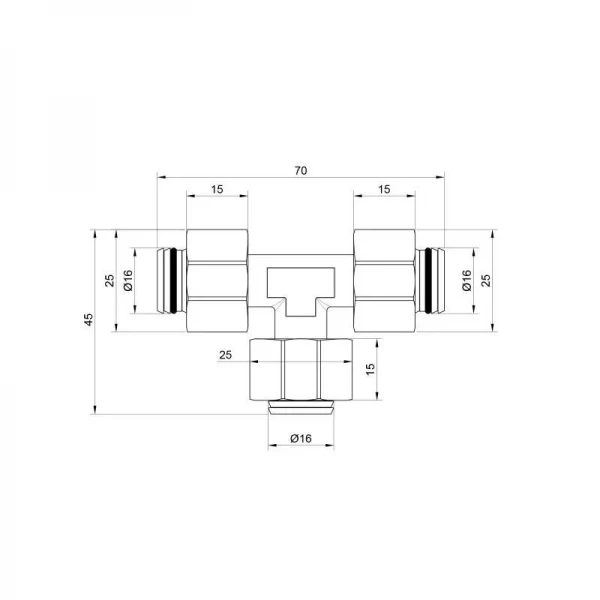 Тройник обжимной SD Plus 16 SD158W161616