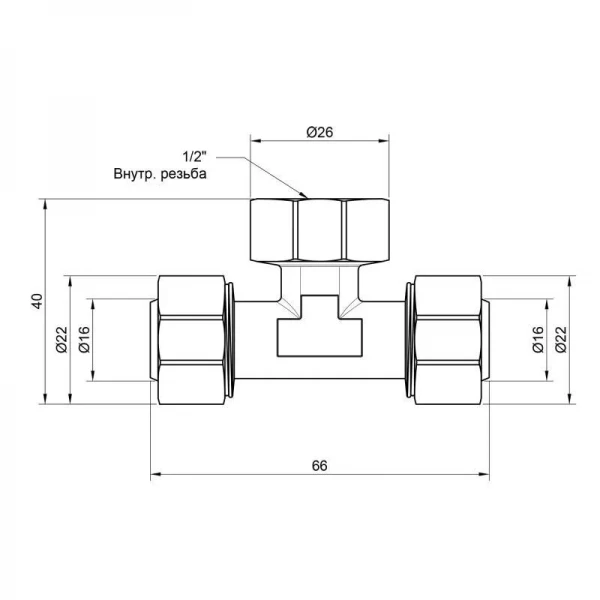 Трійник обтискний SD Plus 16х1/2