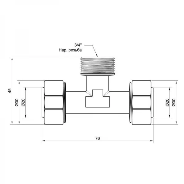 Тройник обжимной SD Plus 20х3/4
