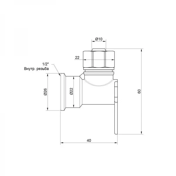 Угол обжимной SD Plus настенный 16х1/2