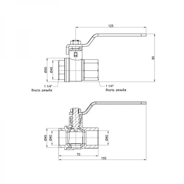 Кран кульовий Thermo Alliance Base 1 1/4 ВР для води (важіль) SD600W32