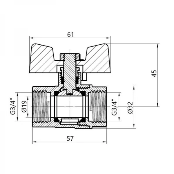 Кран шаровой SD Plus 3/4