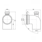 Колено канализационное с отводом TA Sewage 50х110х110, 90° (вверх)