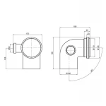 Колено канализационное с отводом TA Sewage 50х110х110, 90° (в лево)