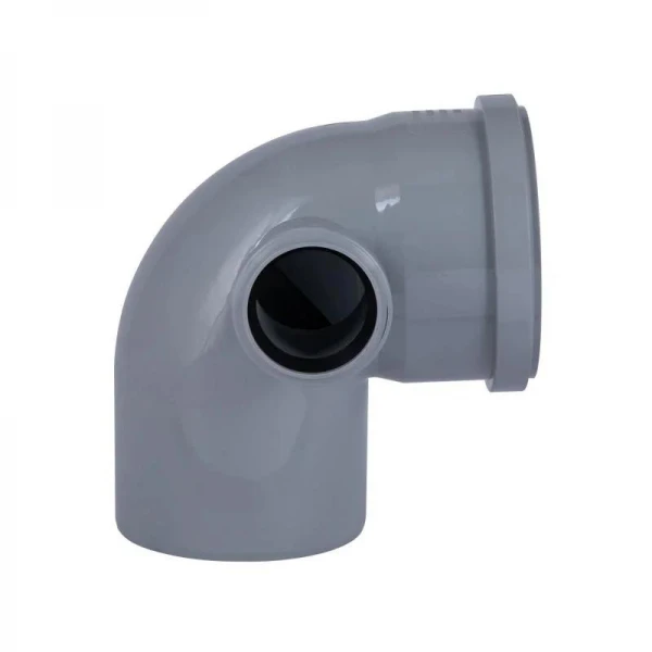 Колено канализационное с отводом TA Sewage 50х110х110, 90° (в лево)
