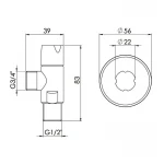 Кран угловой Thermo Alliance Standart (ручка круглая) с керам.буксой 1/2