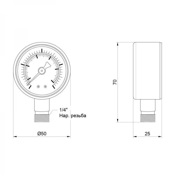 Манометр SD Plus 50 мм 1/4
