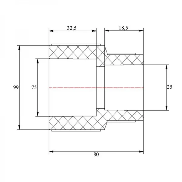 Муфта PPR Blue Ocean 75х25 редукционная