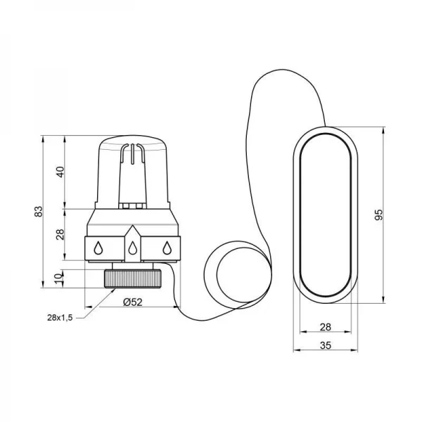 Термоголовка Icma 28х1,5 с выносным датчиком №987