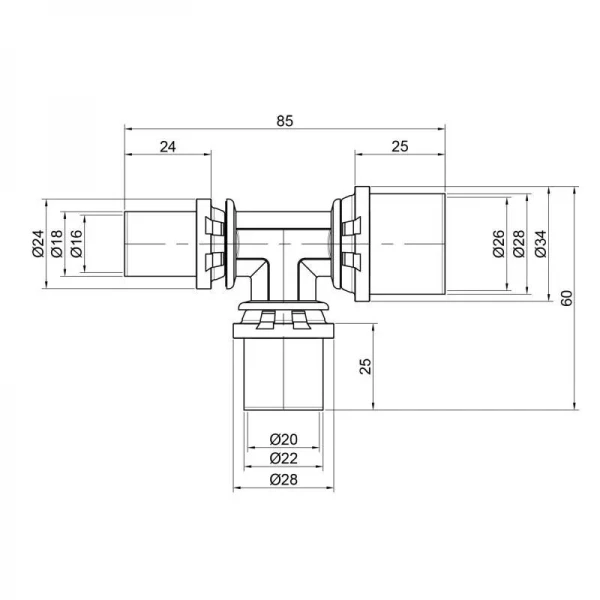 Тройник пресс Icma 16х20х26 №406