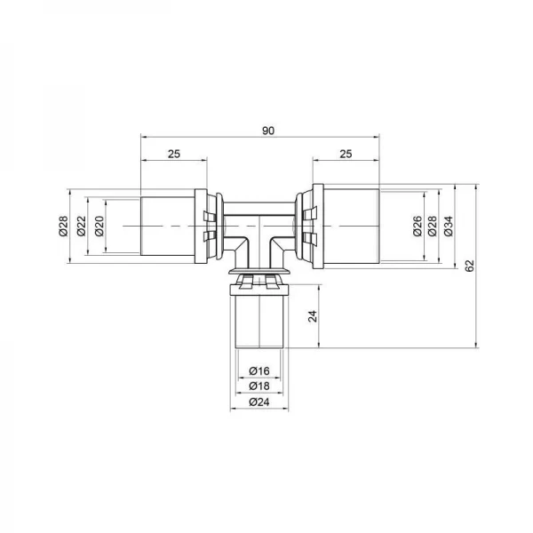Тройник пресс Icma 20х16х26 №406